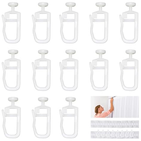NIYATA 100PCS Curtain Hooks,7 mm Plastic Track Glider Hooks for Sliding Curtain Rails,White Gliders for Window,Door,Durable and Easy to Install