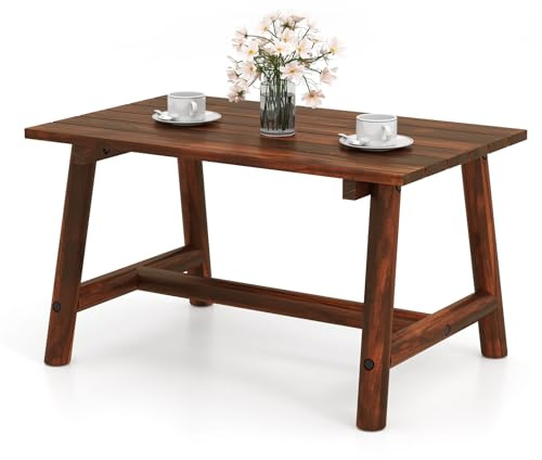 KOMFOTTEU Trädgårdsbord i massivt trä, utomhusbord med belastning 125 kg, rektangulärt soffbord med lamellskiva för balkong, uteplats, 90 x 55 x 50 cm (brun)