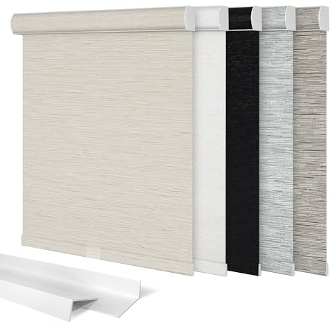 Sulugood,Blackout Roller Shades for Windows,Cordless Roller Blinds,Thermal Insulated Fabric UV Protection Window Blinds Pull Down for Home,Door,Office,Bedroom,Beige,Custom Sizes...