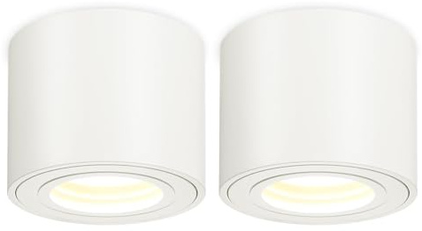 GeyouLux LED Aufbauspot IP44 3CCT Deckenspots Dimmbar Weiß inkl. 5W 500LM LED Modul 230V 3000K/4000K/6500K Aufbauleuchte Aufputz Spots Aufbaustrahler für Badezimmer, Flur, Wohnzimmer Rund 2 Stück