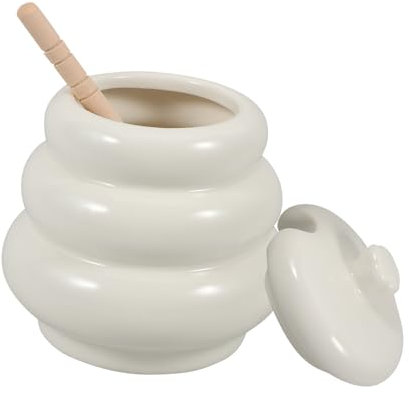 GLEAVI Barattolo in Bianca con Coperchio e Mestolo, 200ml