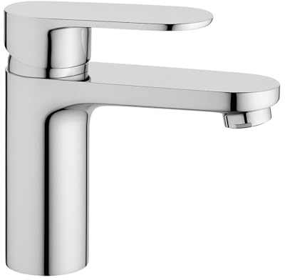 Rubinetto Lavabo Bagno Monoforo con Piletta di Scarico 1”1/4 Stile Moderno | Miscelatore Acqua Calda e Fredda | Ottone Cromato | Attacco 3/8 | Kit Completo Installazione Facile