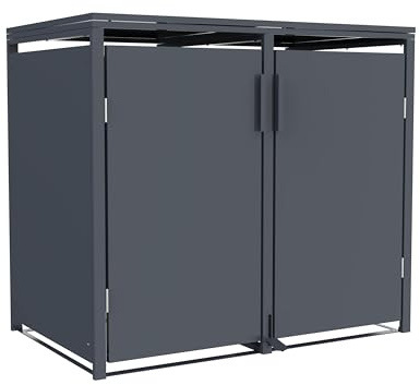 Pool ROYAL Mülltonnenbox Anthrazit für 2 Mülltonnen 240L wetterfest mit Pedal zum öffnen