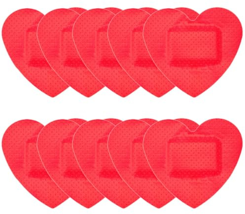 MAGICLULU Parches Adhesivos en Forma de Corazón Rojos, 10 Unidades Transpirable y Elásticos para Cuidado de Heridas Pequeñas, Vendajes Cómodos y Flexibles para Primeros Auxilios en Salud