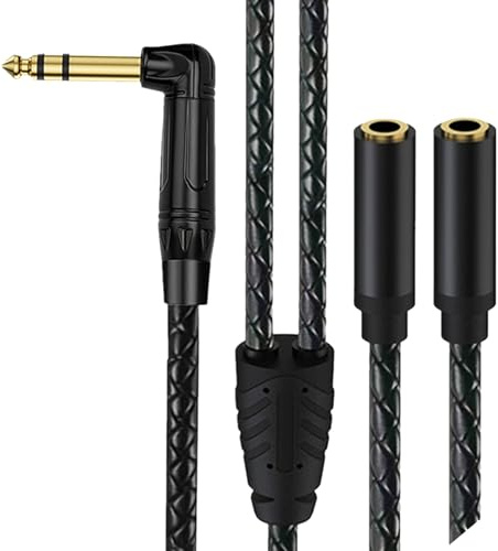 Tmboryuu Stereo Splitter Y Cable 1 / 4inch / 1 / 8inch to Double 6.35mm / 3.5mm Female Headphone Loudspeaker Adapter