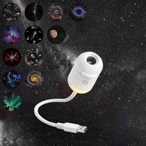 Proyector De Galaxia 2 En 1 Luz Nocturna,Recargable Usb Proyector De Galaxias Y Estrellas,áMpara Led Espacial Ajustable De 360°,Fiestas Y Techo Del Coche,Dormitorio,DecoracióN De Techos (12pc slides)