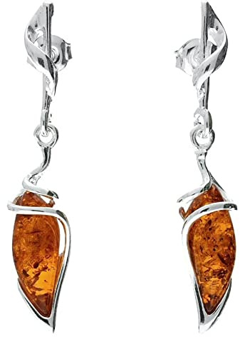 Boucles d'oreilles en argent sterling avec ambre Art Deco Insolite Pour les amateurs de bijoux ambrés