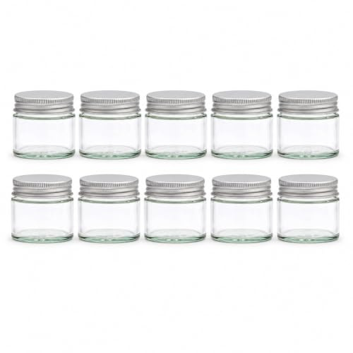 Elegant and Durable 15ml Clear Glass Jars with Airtight Silver Lids - Perfect for Candlemaking, Storage, DIY Beauty and Gifting - Heat-Resistant, Refillable & Stylishly Compact - Set of 10