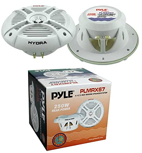 Pyle 2 Haut-PARLEURS PLMRX67 Blanc 2 Voies 250 Watt Max 19,3 cm étanche idéal pour Piscine Bateau Restaurant Pizzeria hôtel Bar pub discothèque, par Couple