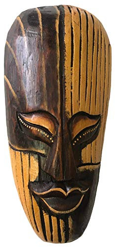 Woru Maske bemalt 20 cm, Holzmaske aus Bali, Wandmaske (Zauberer) Wanddekoration aus Bali in afrikanischem Stil