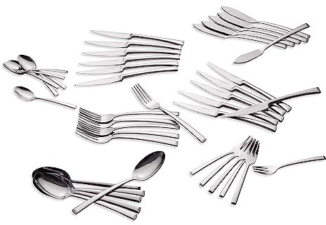 ECHTWERK Posate Avelino, Silver Edition, 42 Pezzi, Posate per 6 Persone, Acciaio Inossidabile 18/10, Lucido, Set di Posate per tavoli di Festa, con Scatola di Custodia