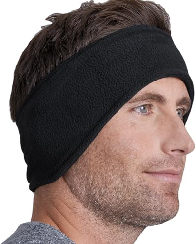 Tough Headwear Ear Warmer Headband - Running Accessories - Ear Muffs for Winter - Helmet-Ready Headbands for Men - Black