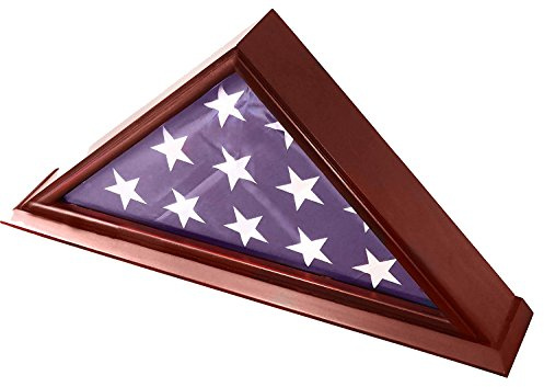 decomil- 5 x 9 Sepultura/Funeral/la bandera de veteranos vitrina caja de sombra con acabado en cerezo