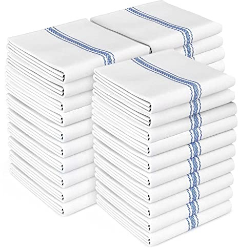 Zeppoli Classic Küchentücher - 30 Pack - 14 x 25 - 100% natürliche Baumwolle Küche Geschirrtücher - wiederverwendbare Reinigungstücher - blaue Geschirrtücher - super saugfähig - Handtücher
