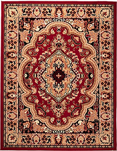 Carpeto Rugs Alfombra Oriental de Diseño Floral de Salón Grande de Pelo Corto - Alfombras de Habitación de Matrimonio, Comedor y Dormitorio - Alfombras Salón - Rojo - 300 x 400 cm