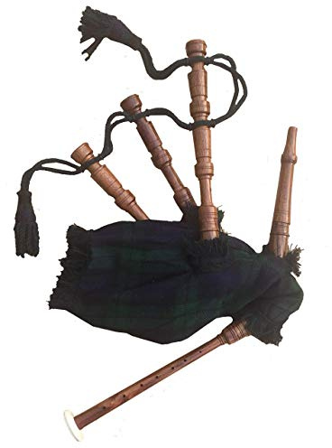 Mini gaita para bebé, juguete para principiantes, de madera de rosa, Royal Stewart Mackenzie MacDonald Stewart negro y cubierta verde irlandés y 2 lengüetas sin cordón