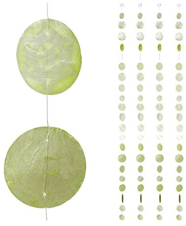 Relaxdays Capiz Girlande 4er Set, für Fenster, Balkon, Tür, Muschelplättchen Vorhang, Dekoketten 180 cm lang, bunt