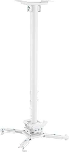 VIVOLINK - Heavy-Duty Projector Ceiling Mount - For Pitched or Flat Ceiling - Variable Distance: 74.5-114.5cm - Projector Hole Distance: 13-47cm - Max Loading Capacity: 35kgs - White