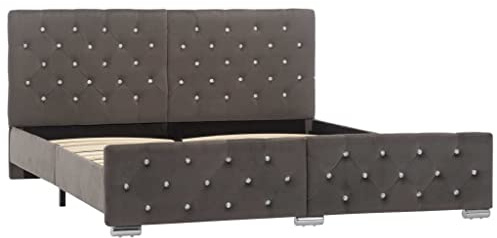 vidaXL Polsterbett Klassisch Bett Doppelbett Stoffbett Ehebett Schlafzimmerbett Bettgestell Bettrahmen Lattenrost Grau Samt 160x200cm