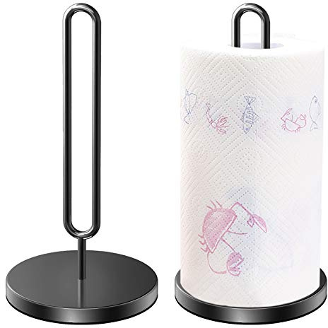 DDF iohEF Porte Sopalin Noir, Rouleau Papier, Support en Acier Inoxydable, Porte-Serviettes en Papier de Cuisine de Comptoir avec Base Pondérée