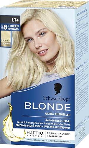 Schwarzkopf Blonde Lightener L1+ (143 ml), Hair Dye for Oil-Activated Hair Lightening with HaptIQ System, for up to 8 Levels of Whitening without Yellow Tint