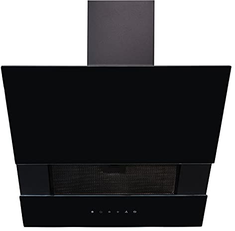 SIA AGTC60BL 60cm Black Angled Sliding Glass Cooker Hood Kitchen Extractor Fan