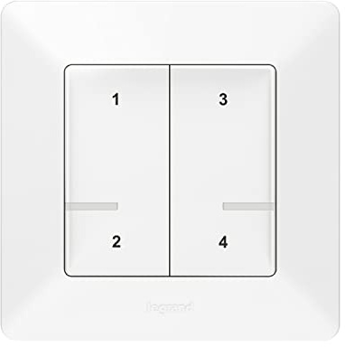 LEGRAND, Valena Life with Netatmo Szenenschalter mit 4 Tasten, Funksteuerung, lokale Steuerung oder per App oder Sprachassistent (Alexa, Siri, ..), LED-Batterieanzeige, inkl. Batterie, 752168