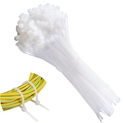 Vinabo Fascette Elettricista Nylon Cavi Stringicavo 200 x 2,5 mm, Fascette Stringicavo per Piante, Fascette Plastica per Cablaggio, 110 Pezzi, Bianco
