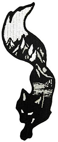 Aufnäher, bestickt, Design: Fox-Berg-Silhouette, zum Aufbügeln oder Aufnähen