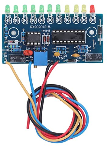 LED-Pegelanzeige, 10-Segment, 12V/250mA | 3 LED-Farben, integrierte Vorverstärkung, hohe Empfindlichkeit, für Audio-Equipment