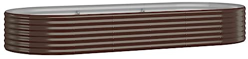 vidaXL Odlingslåda pulverlackerat stål 249x100x36 cm brun