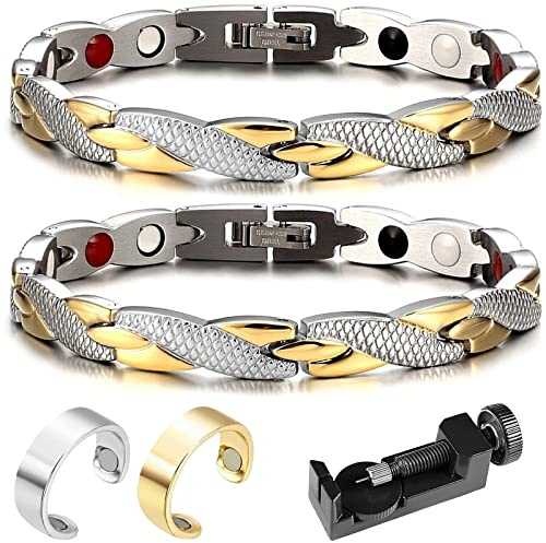 Pulsera Magnética 2 Piezas Elegante Terapia Magnética Fit Plus Pulsera Pulseras Adelgazantes Antifatiga Anillo Drenaje Linfático Anillo Magnético Terapéutico 2 Piezas Mejorar La Circulación Sanguínea