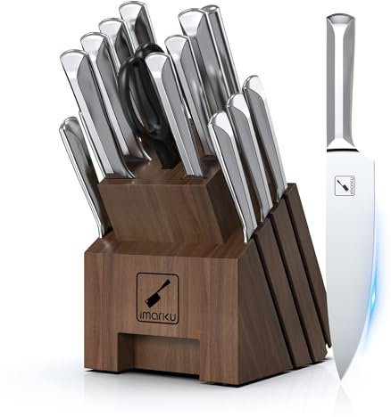 imarku Messer Set, 16-tlgs Japanisches Küchenmesser-Set aus Kohlenstoffreichem Japanischem Edelstahl mit All-in-One Messer Set, Spülmaschinenfest—Muttertag Geschenk