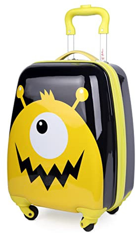 Hauptstadtkoffer - for Kids, Monster, Kinderkoffer, Trolley, Koffer für Kinder, Reisekoffer, Schwarz/Gelb