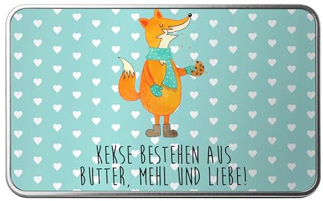 Mr. & Mrs. Panda Metalldose rechteckig Fuchs Keks - Geschenk, Döschen, Weihnachtszeit, Winter, Winterliebe, Kekse, Küche Deko,