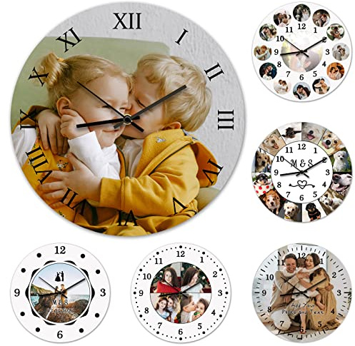 ＨＡＯＡＮＧＺＨＥ Personalisierte Foto Wanduhr, Personalisierte Foto Hängende Zeituhr mit Foto Text, Fügen Sie Ihr Bild/Foto/Logo/Jedes Design Hinzu, für Wohnzimmer, Schlafzimmer, Zuhause, Büro, Schuldekor