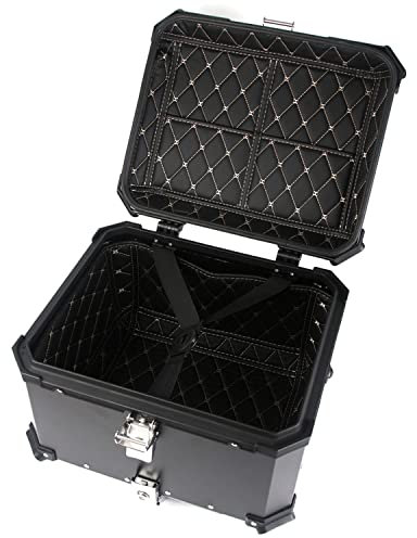 WNANCH Top Case 28L 36L 45L 55L 65L 80L 100L Motorradkoffer Topcase Passend Für Helme Helmkoffer Wasserdicht Aluminium Heck Koffer (Color : Schwarz, Size : 80L)