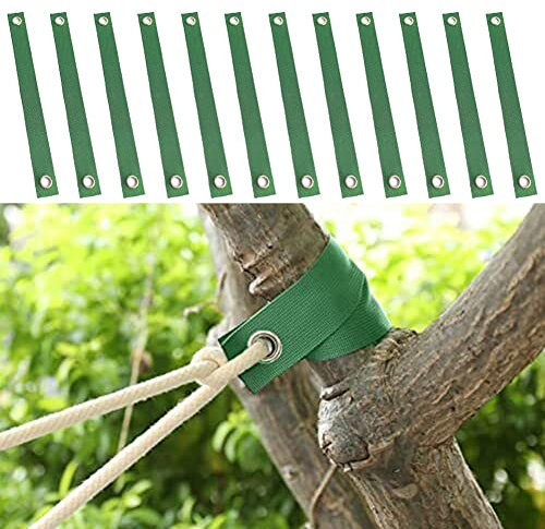 HpLive 12 Stück Garten Baumbinder Baumgurte Baumbänder Baumband mit Ösen, Baumstützgurte zum Abspannen, Befestigungsband für Pflanzsämlinge
