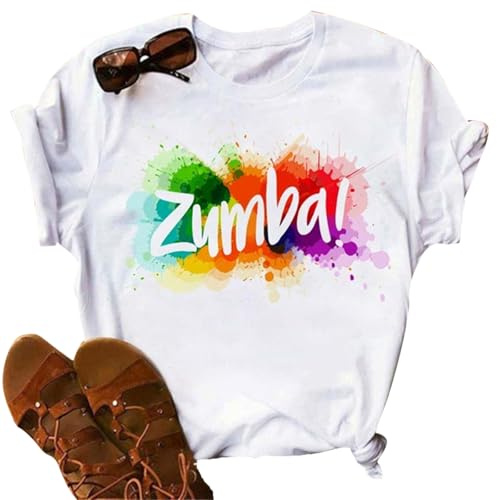 keephen T-Shirts athlétiques Femme Samba cha-cha avec Motif col Rond Hauts décontractés pour Danse et entraînement