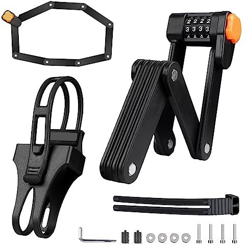 Fahrradschloss Faltschloss, 4 Stelliges Zahlenschloss mit Halterung Gehärtetem Stahl Faltschlösser 85cm Lang Faltschloss Super Diebstahlschutz für Alle Fahrräder Mountainbikes E-bike