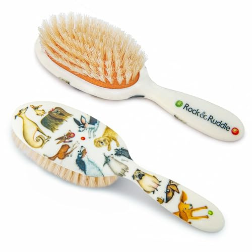 Rock & Ruddle Soft White Natural Boar Bristle Hairbrush for Babies and Young Children | Perfect for Fine Hair Detangling and Smoothing - Darling Dogs