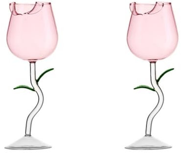 Juego de 2 copas de vino rosa, copas de vino transparentes, copas de champán, copas de cóctel de vino, copa de vino tinto, copas de vino tinto personalizadas para fiestas, bodas, festivales (rosa, 150