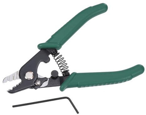 sourcing map Pelacables de fibra óptica de tres orificios, 125um-250um, cortador de fibra ajustable, herramienta de cable seguro para técnicos de trabajo, electricistas, instaladores, 152 x 62 x 11