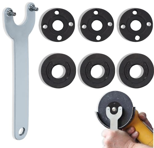6 Pcs Angle Grinder Shaft Nuts & 1 Grinder Wrench Kit, Angle Grinder Flange Lock Nut, Grinder Replacement Nut Parts Suit for Most 4-1/2, 5 and 7 Grinders with 5/8-11 Threaded Shaft