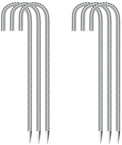 6 Stück Bodenpfähle, Zelt Heringe,Erdanker,Bodenanker,Schwerlast J-Haken Zeltnägel,Zeltnägel Trampolin Haken für Die Sicherung Von Zaun, Zelten, Vordächern, Camping, Trampolin,Gartenpfähle