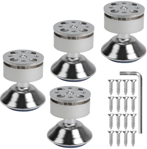 Luabue Piedini per Mobili Regolabili 6cm Gambe per Mobili Alluminio Piedi Base Zampe Metallo per Armadietto, Divano, Letto, Argento