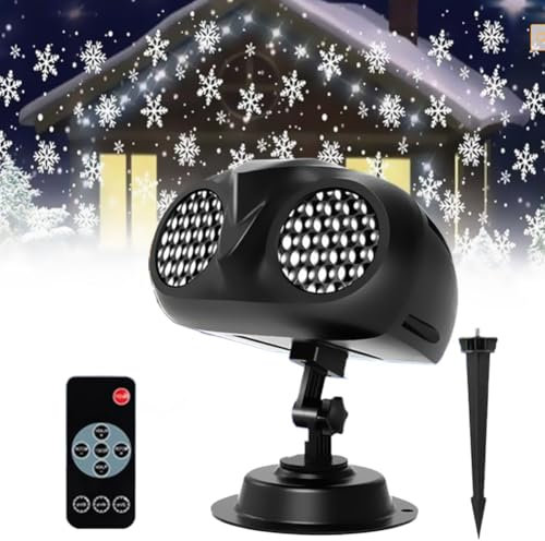 CYTBEK Luces De Proyector De Navidad Al Aire Libre, Luces De Proyector De Copo De Nieve Giratorias Binoculares Led, Foco De Nevadas A Prueba De Agua Forma De Búho para Fiesta Navideña, Hogar, Jardín