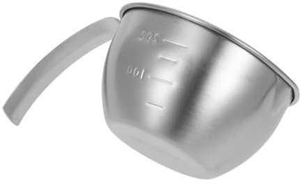OFFSCH Steel Cup Metal Bowl 200ml Measuring Stainless with Handle Silver Prep Bowl with Measurement Marks, Cooking Baking Kitchen Use