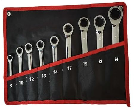 Juego de llaves, llave inglesa con trinquete combinado, juego de llaves métricas, herramientas manuales, herramientas de tuerca de vaso de engranaje de torsión, un juego de llaves (color: juego de 9 p