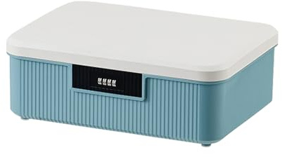 ACESOME Abschließbare box, ABS Aufbewahrungsbox, Box mit Schloss Verschließbare Box, Doppelschicht Medikamentenbox, Karton Mit Deckel Für Kleidung Toys (Blau, 33.5 x 26 x 12cm)